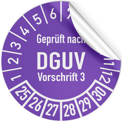 geprüft nach DGUV Regel 108-007 Prüfetiketten Prüfplaketten Lager 30 mm 2018-23 