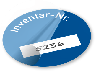 Inventaretikett in blau, Inventar-Nummer 5236